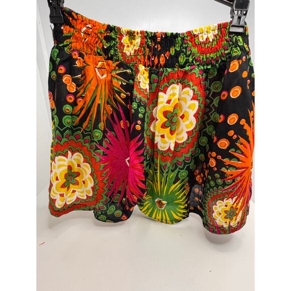 Junglee Billee Boho Black Multicolor Embroidered Shorts w/ Beaded Tie - Picture 10 of 10